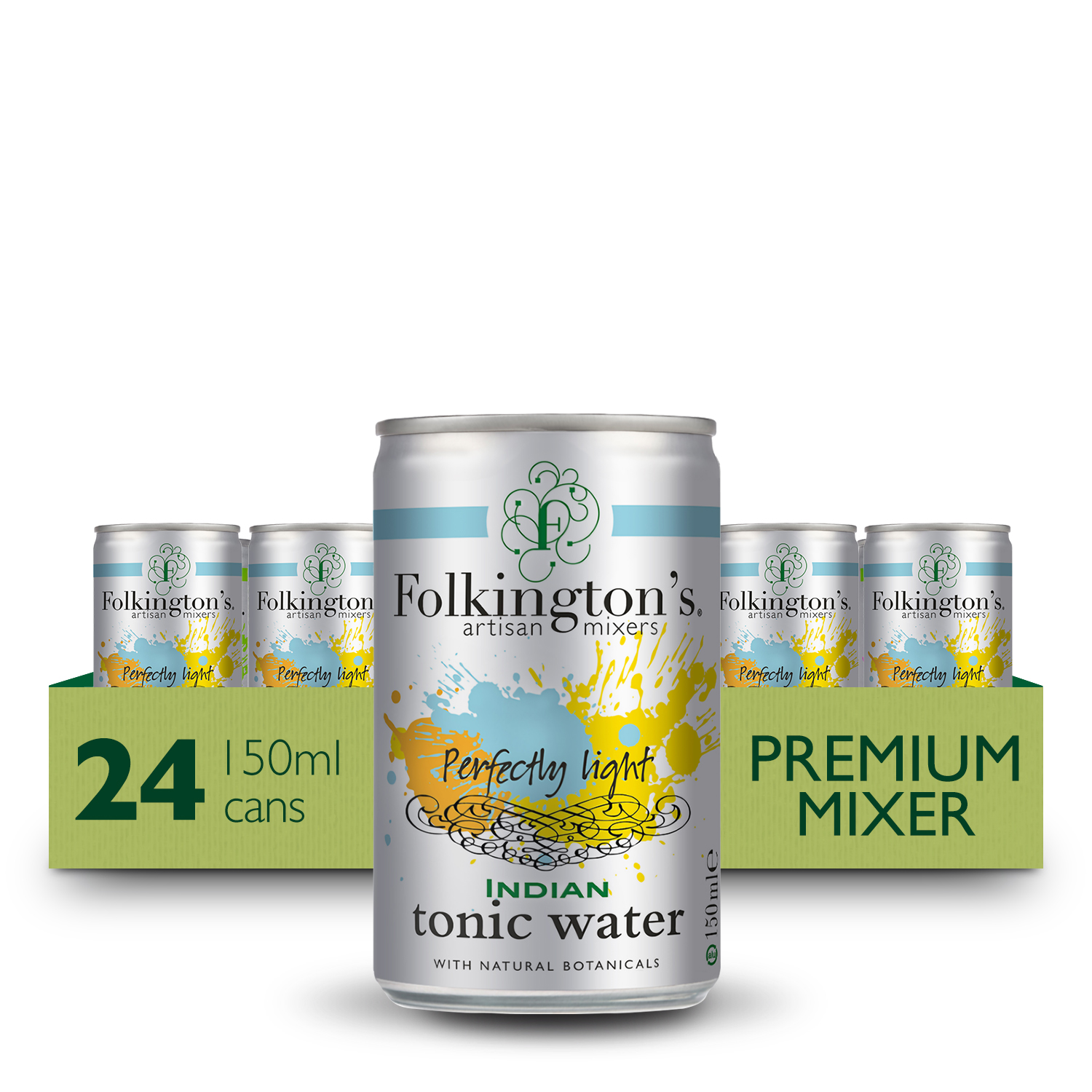 Folkingtons Indian Tonic Water Light (24 x 150ml cans)